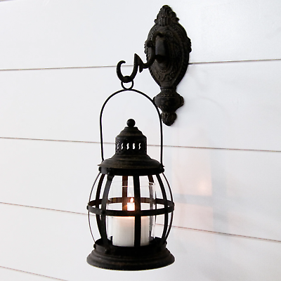 #ad #ad Hanging Antiqued Black Lantern with Wall Mount $67.95