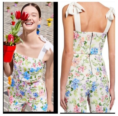 #ad Alice Olivia Lorinda Floral High Waisted Pant Nika crop top matching Sets 12 $130.00
