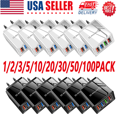 #ad US 4 Port Fast Quick Charge QC 3.0 USB Hub Wall Home Charger Power Adapter Lot $61.52