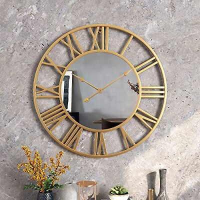 #ad Large Wall Clocks Living Room Decor Vintage Roman Numeral Mirror Clock 20 i... $86.53