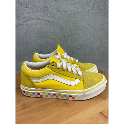#ad Vans Off The Wall Girls Size 1.5 Shoes Yellow White Athletic Skateboard 508731 $25.00