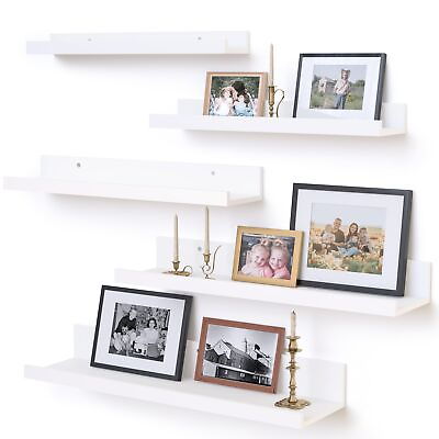 #ad Home Floating Shelves for Wall Décor Storage Wall Shelves Set of 5 Small Pictu.. $48.92