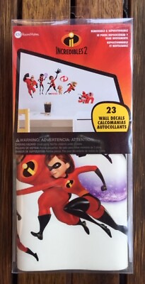 The Incredibles 2 RoomMates Vinyl Wall Bedroom 23 Removable Decal Stickers Fun $15.00