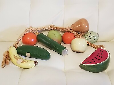 #ad Glass Fruits Vegetables On Rope Kitchen Decorative Garland Made In Mexico $31.44