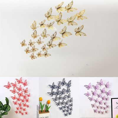 #ad Art Hollow Butterflies Decals 3D Butterfly Stickers Wall Decals Wall Art Decor $7.70