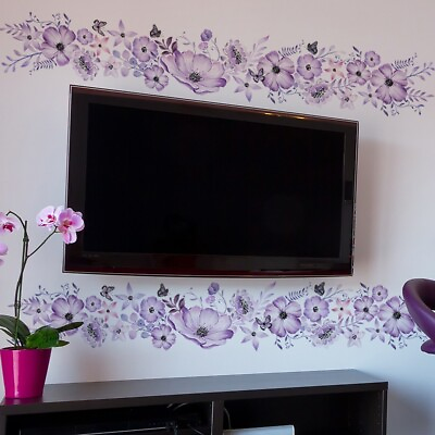 #ad #ad Wall Stickers Flower Purple Vine Wall Tattoo Art Decal Home Decor Living Room $8.88