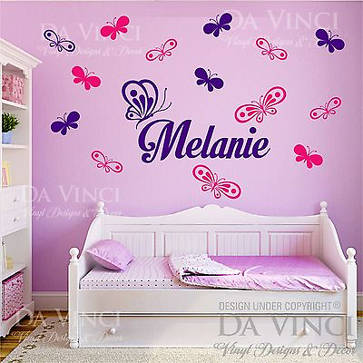 #ad Butterflies Personalized Custom Name Vinyl Decal Sticker Wall Room Decoration C $53.99