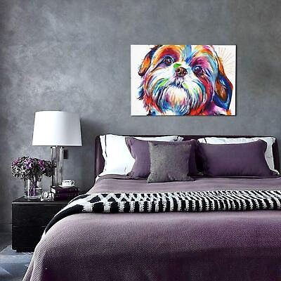 #ad Wall Art Canvas Painting Shih Tzu Dog Art Cute Painting Modern Decorative Fr... $31.16