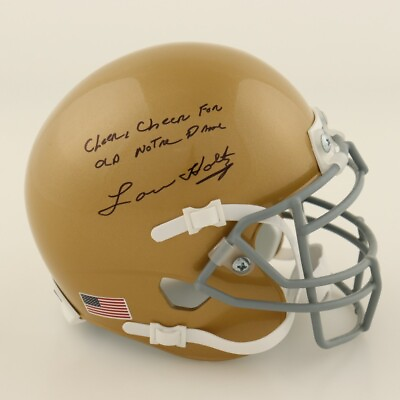 #ad Lou Holtz Signed Fighting Irish Mini Helmet quot;Cheer Cheer For Old Notre Damequot; $249.95