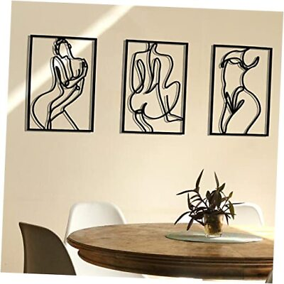 #ad 3 Pcs Wall Sculptures Black Wall Decor Thick Real Metal Standard Black Style 1 $43.66