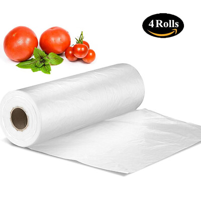 #ad 4 Rolls 12quot;x16quot; Plastic Kitchen Fruit Vegetable Food Produce Clear Bags 350 Roll $37.92