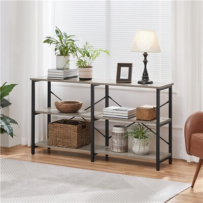 #ad Console Table 3 Tier Industrial Sofa Table with Metal Frame for Hallway Entryway $89.99