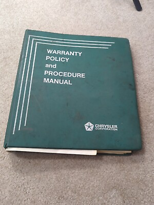 #ad 1989 1990 Chrysler Warranty Policy and Procedure Manual Dealer Master Tech $50.00