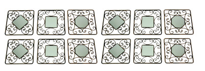 #ad Decorative Scroll Distressed Finish Square Accent Mirrors Set of 12 $17.70