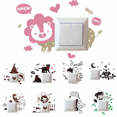 #ad Cartoons Wall Switch Sticker Bedroom Decorative Sticker Removable Cute Lovely $0.99