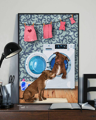 #ad Pitbull Laundry Home Decor Wall Art Dog Poster $13.95