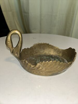 #ad #ad Vintage 5.5quot; Brass Swan Soap Dish Trinket Holder Rustic Home Decor India $12.00