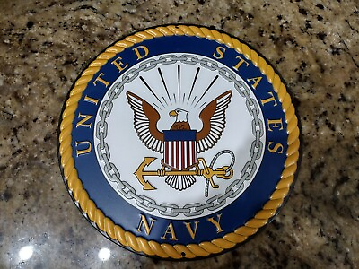 #ad United States Navy Wall Decor 11quot; Round Metal $14.99