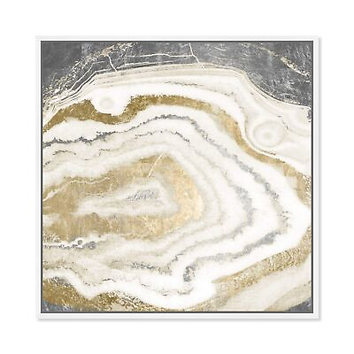 #ad Abstract Wall Art Framed Canvas Prints #x27;Silver Gold Agate#x27; Crystals 40x40 $378.54