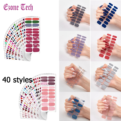 #ad Full Size Nail Wraps Nail Polish Stickers Manicure Art Self Stick Decor 3D Decal $1.71