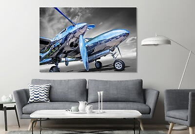 #ad Airplane Propeller Black and White US Air Force Aircraft Sky Wall Canvas Print $110.55