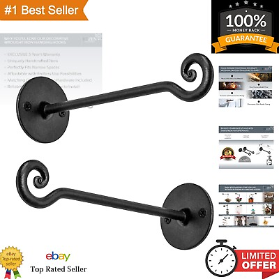 #ad Plant Hanger Swirl Hook Hand Forged Heavy Duty Wrought Iron Wall Decor In... $26.99