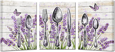 #ad #ad 3 Pieces Set Kitchen Picture Wall Art Vintage Kitchenware Wood Spoons Fork with $65.60