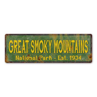 Great Smoky Mountains Sign National Park Rustic Decor Hiking Camp 106180057058 $49.95