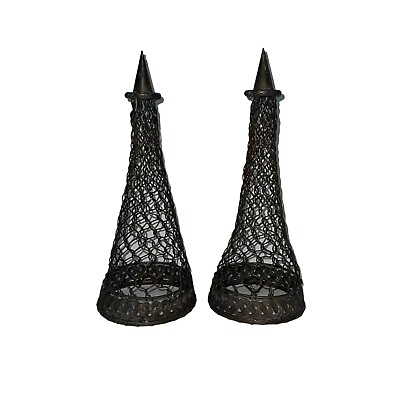 #ad #ad A Pair of Vintage Woven French Brass Wire Topiary Wall Pockets Hanging Vase $190.00
