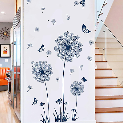 #ad 2 Set Dandelion Wall Decals Peel and Stick Blue Dandelion Wall Stickers Large Fl $25.34