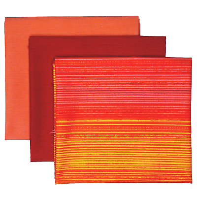 #ad Set of 3 New Fat Quarters — Orange amp; Red Stripe with Coordinating Solids $6.59