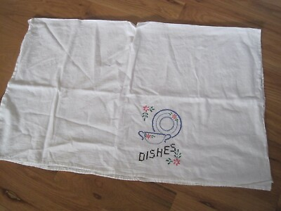 #ad Huge Dishes Dish Towel Embroidered 42quot; x 33quot; $12.97