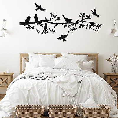 #ad 5 Pcs Metal Wall Art Birds on the Branch Metal Wall Art Decor Hanging Leaves Wit $29.38