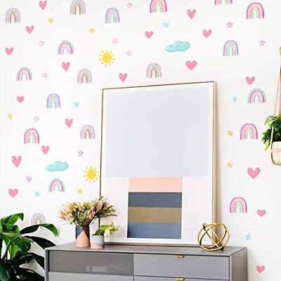 #ad Small Rainbow Theme Star Wall Stickers for GirlsEasy to Peel and Stick Colorful $12.99