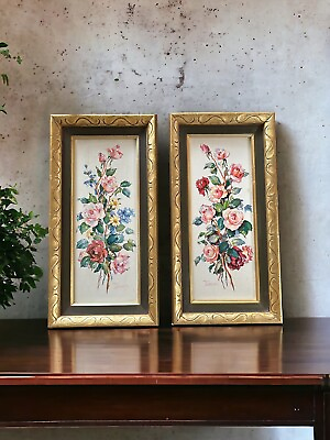 #ad Vintage Floral Framed Wall Art $40.00