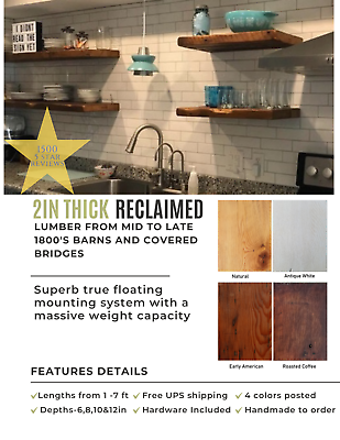 #ad Floating shelves reclaimed barn wood handmade to order premium quality shelving $241.00