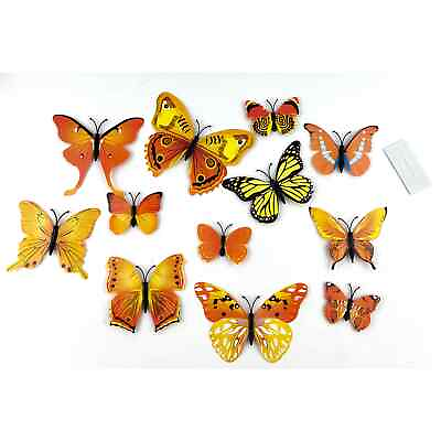 #ad NEW 12 pc Butterflies Wall Stickers Decoration 3D Wedding Home Decor Yellow $14.99