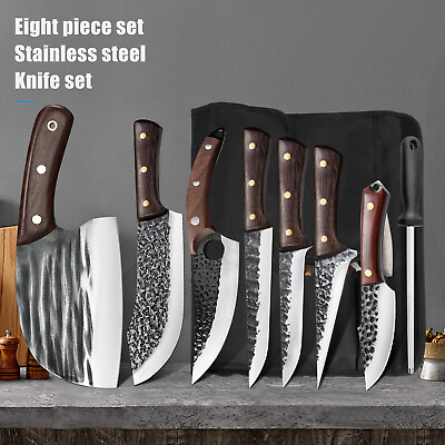 #ad #ad Kitchen Knife Set Japanese Damascus Pattern Chef Knives Stainless Steel Cleaver $9.99