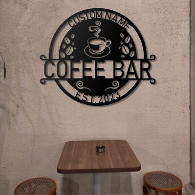 #ad Personalized Coffee Bar Sign Kitchen Wall Decor Coffee Bar Ideas Metal Coffee $41.99