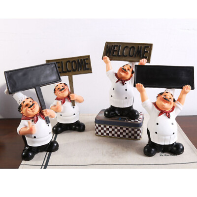 #ad Resin Chef Stand Chef Decorations Party Coffee Shop Chef Ornament Welcome Board $20.80