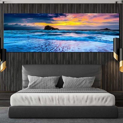 #ad Landscape Poster Sunset Beach Sea Canvas Painting Canvas Wall Art Home Decor Art $26.31