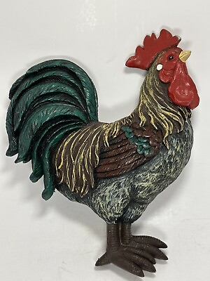 #ad Rooster Wall Hanging Farm House Decor 11” Figure Resin Poultry Sign 3D $15.97