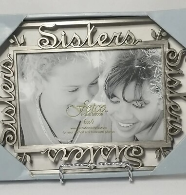 #ad 4quot; by 6quot; FETCO quot;SISTERSquot; PHOTO FRAME Pewter Look Brand New In Box $19.99
