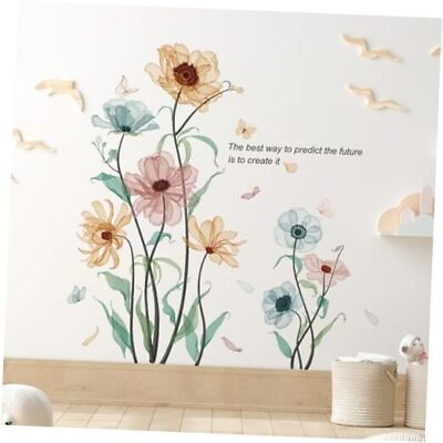 #ad #ad Colorfuls Wall Decals Watercolor Floral Wall Stickers Peel and Stick Flower $24.91