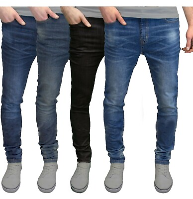 Mens Slim Fit Jeans Stretch Denim Pants Slim Skinny Casual Designer Jeans $24.35