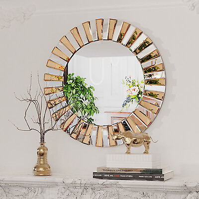 #ad #ad Wisfor Decorative Wall Mirror Round Starburst Mirror Beveled Edge Bedroom Decor $109.90