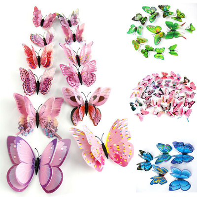 12PCS 3D Butterfly Wall Magnets Removable Sticker Decals Kids Art Nursery Decor $3.03