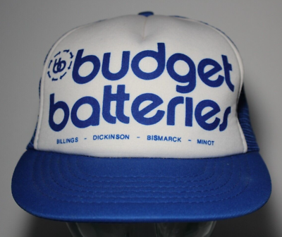#ad 1980s NEW VINTAGE BUDGET BATTERIES BISMARCK NORTH DAKOTA SNAPBACK TRUCKER HAT $17.49