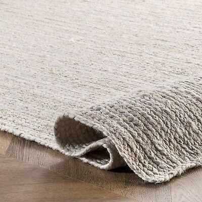 #ad Rug White Jute Carpet 100% Natural Farmhouse Jute Handmade Rustic Runner Braided $233.70