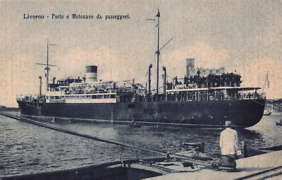 #ad Port of Livorno Italy And Motorized Passenger Ship Vtg Postcard CP355 $6.20